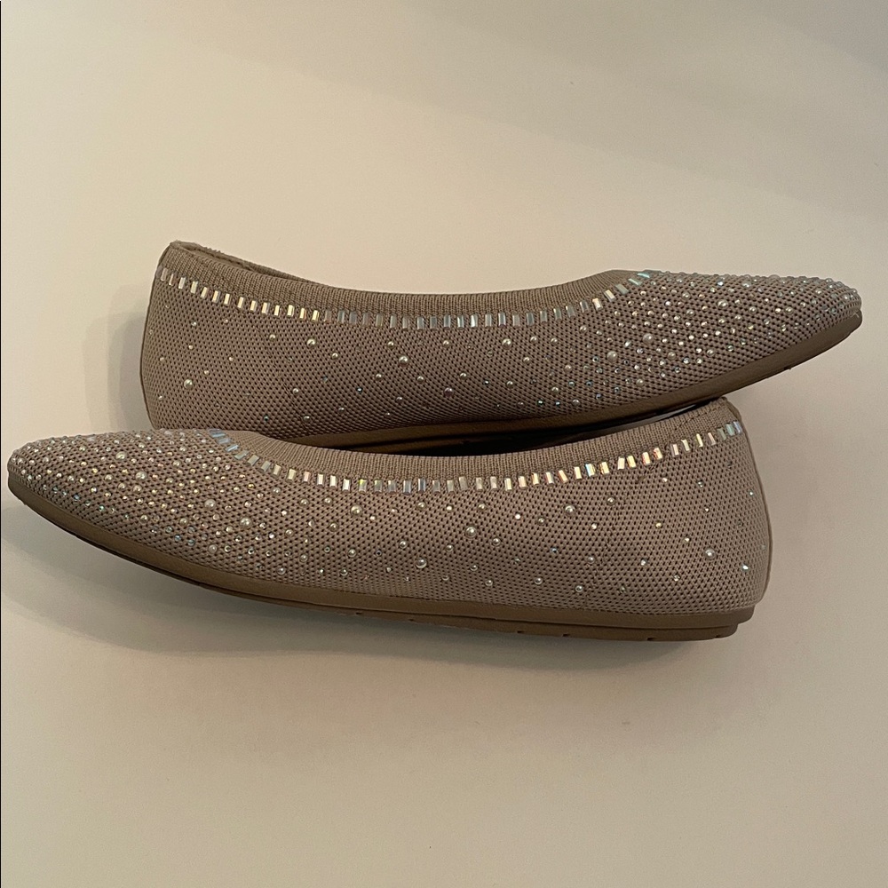 Skechers Cleo 2.0 Shoes Mesmerizing Nights Taupe Comfort Ballet Flats Shoes - Picture 7 of 13